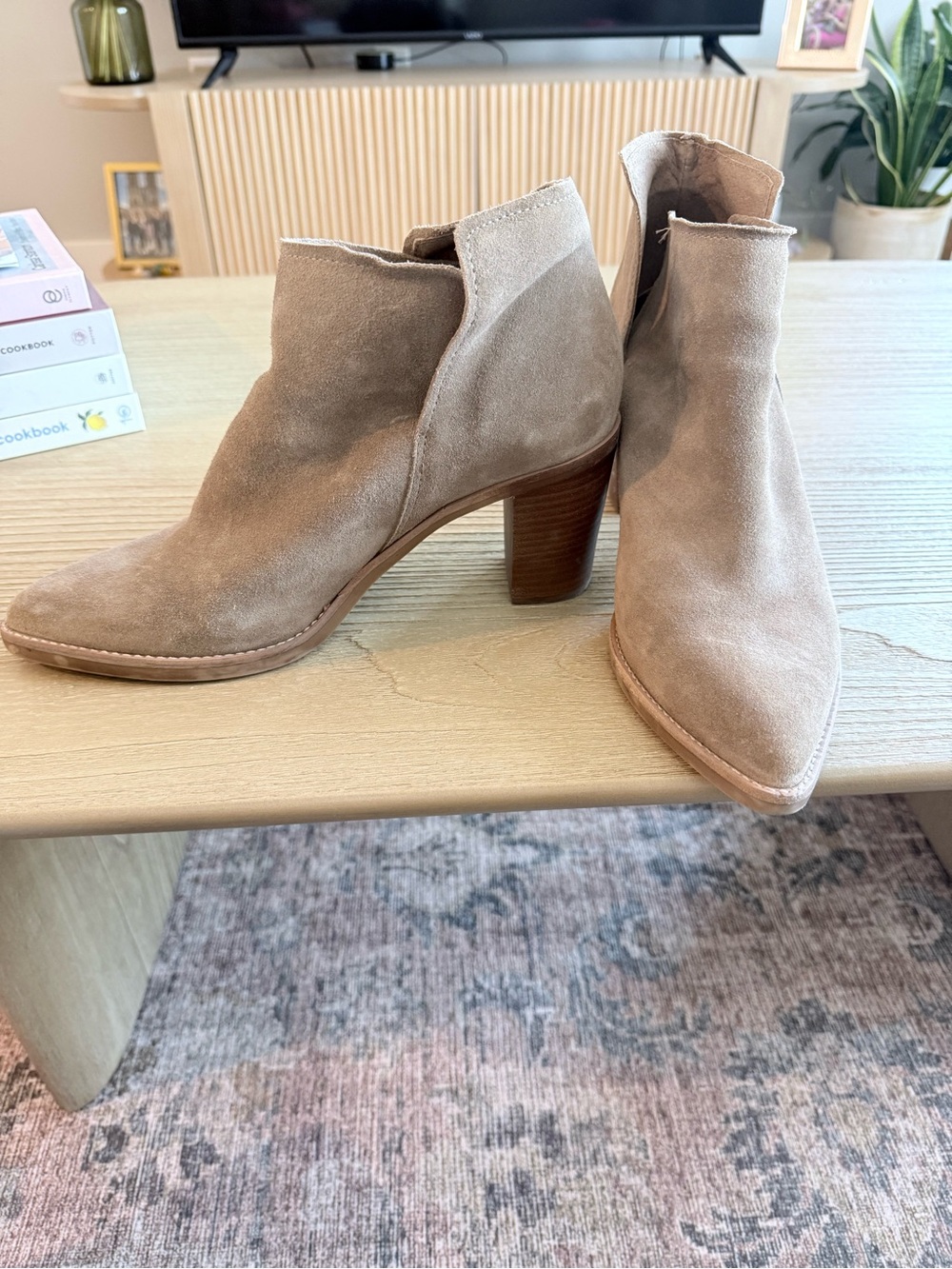 Dolce Vita Taupe Suede Pointed Ankle Booties